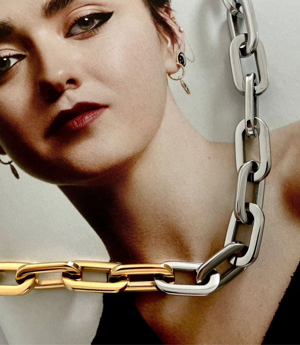 GOULART |  18K two-toned gold plated necklace