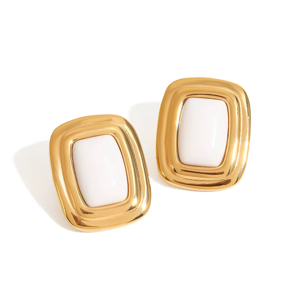 WINTOUR | 18k gold plated agate earrings