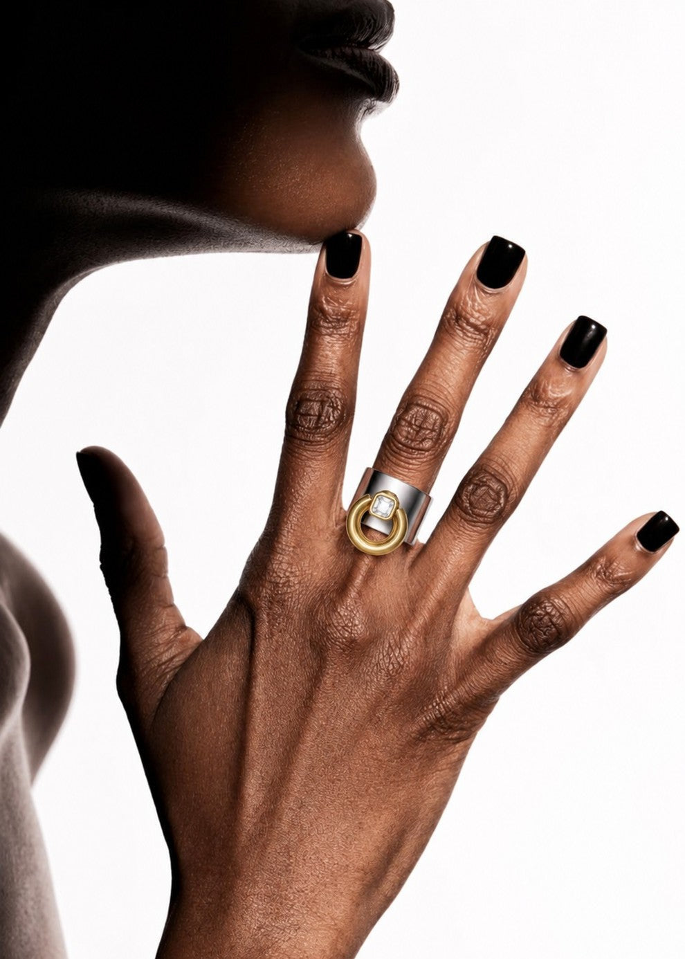 NOIR | 18K two toned gold plated ring